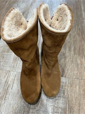 UGG Chestnut Suede Shearling-Lined Mid-Calf Boots